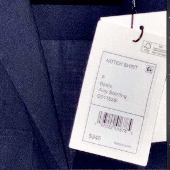 THEORY Airy Shirt Sheer Navy Blue Womens Sz P Button-up Notch Collar Hi-Lo Hem - Picture 9 of 10